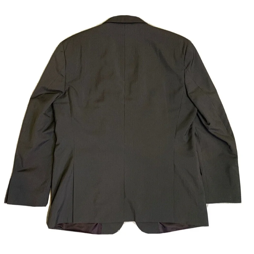 Kenneth Cole Reaction Mens Gray Pinstriped Sport Coat Size 44R Preppy Office